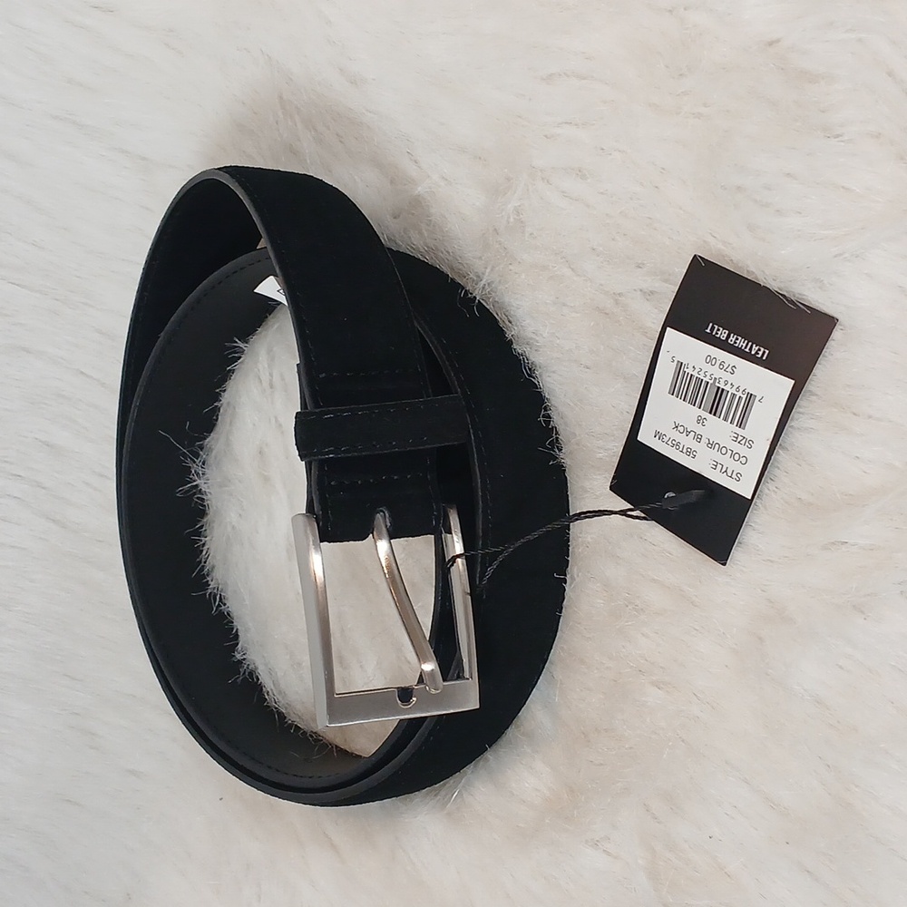 PX Elegant Black Leather Belt Men/Unisex Sz 38 NWT